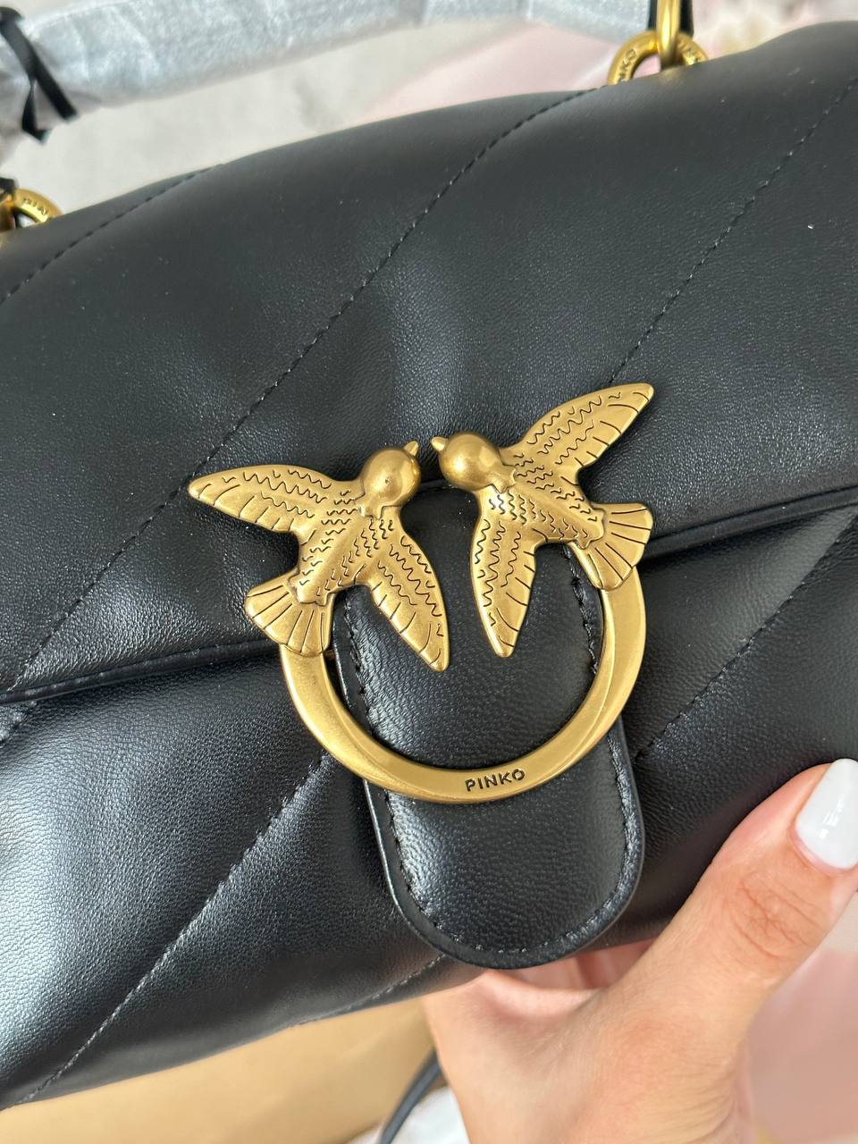 Pinko Mini Love Bag Puff Maxi Quilt Black/Gold - 5