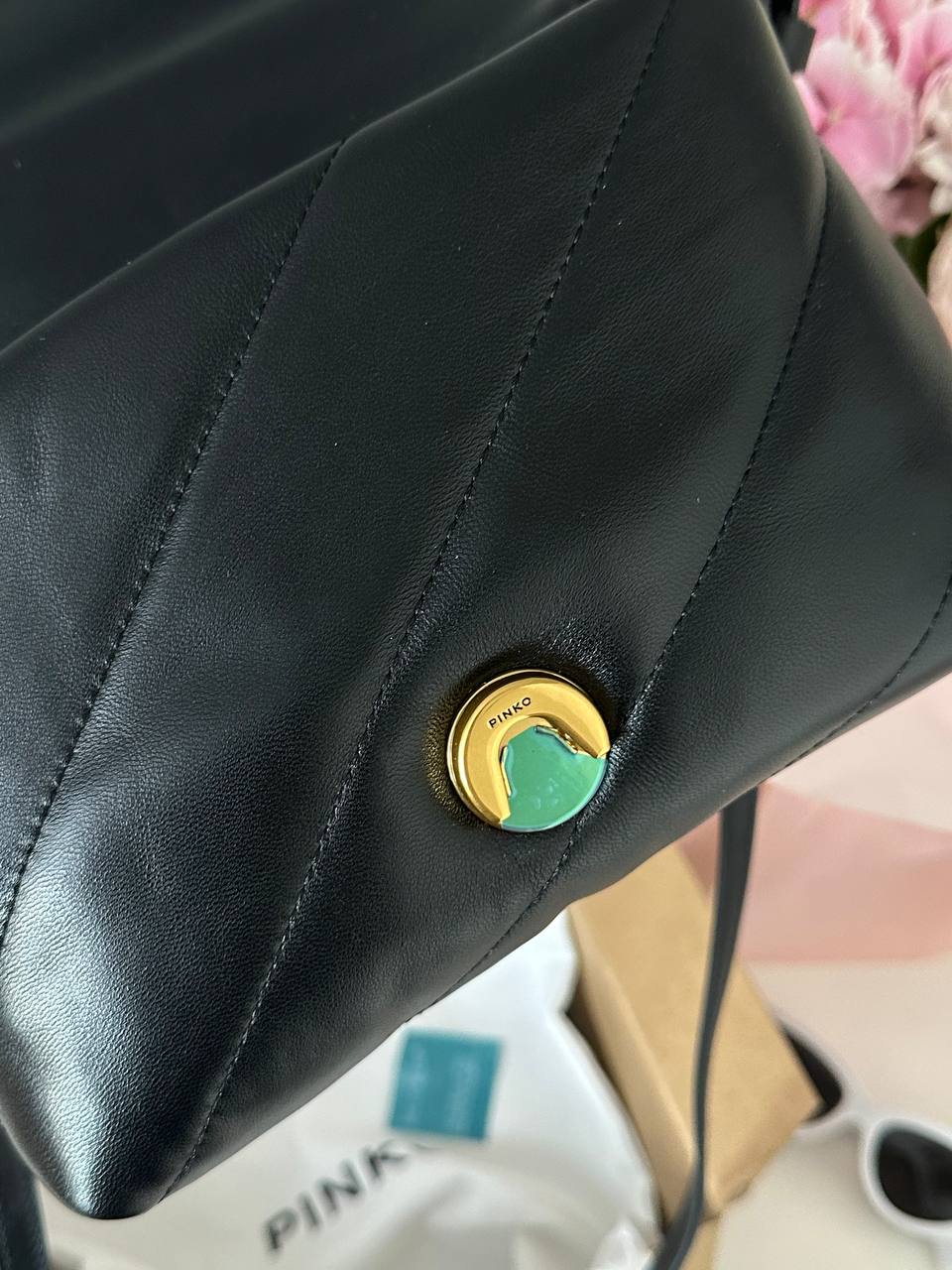 Pinko Mini Love Bag Puff Maxi Quilt Black/Gold - 6