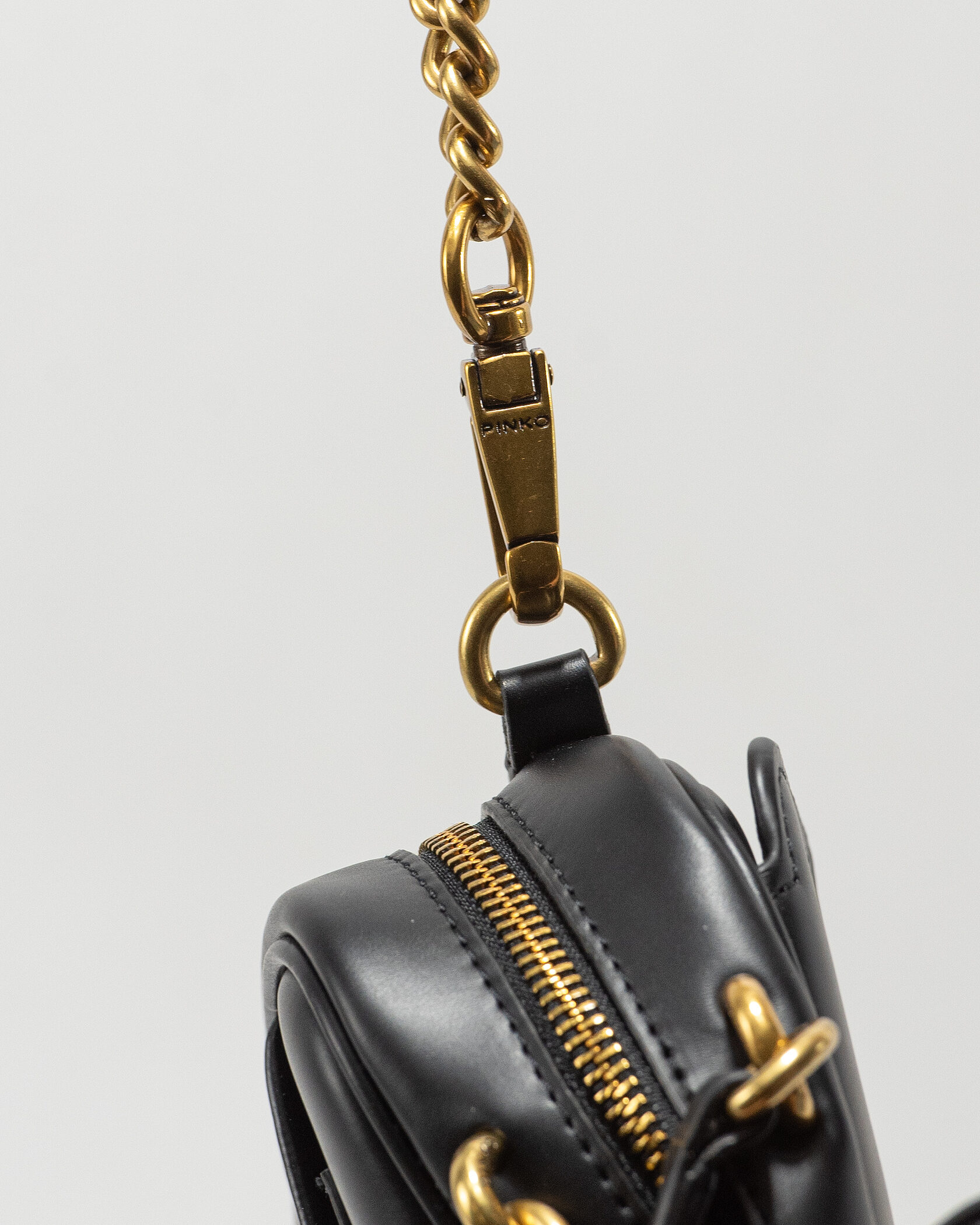 Pinko Square Simply Mini Calfskin Bag Black - 11