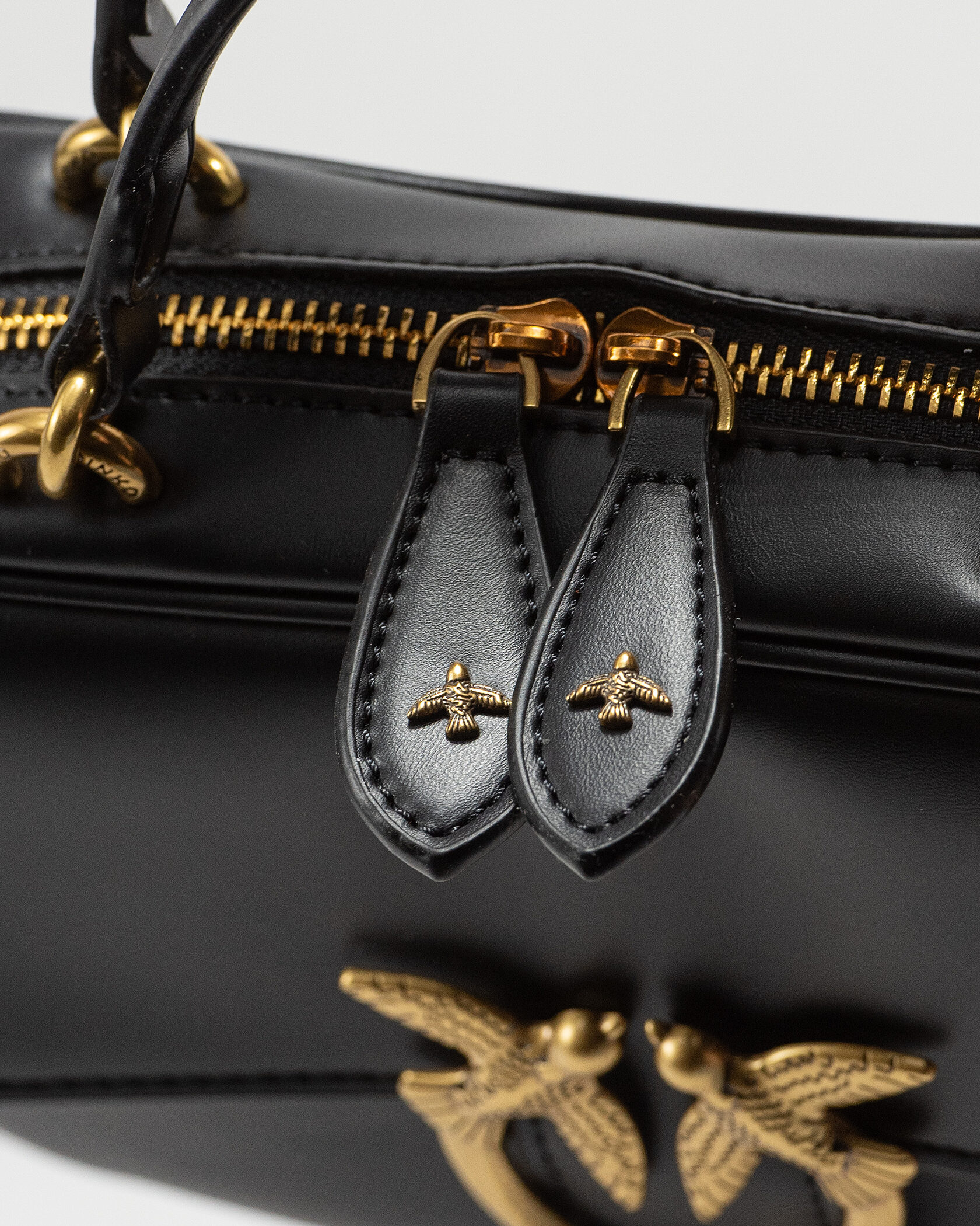 Pinko Square Simply Mini Calfskin Bag Black - 13