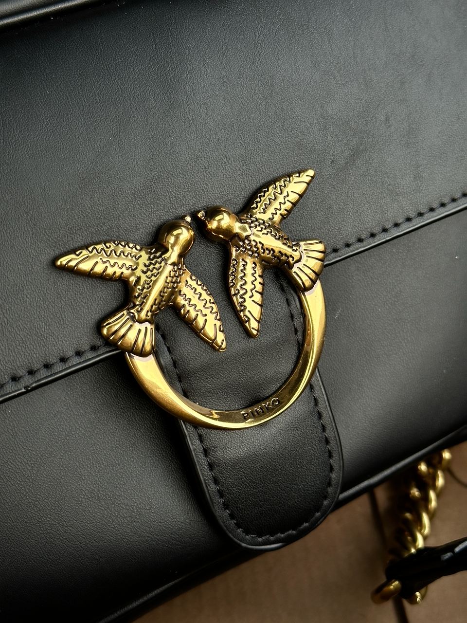 Pinko Square Simply Mini Calfskin Bag Black - 10