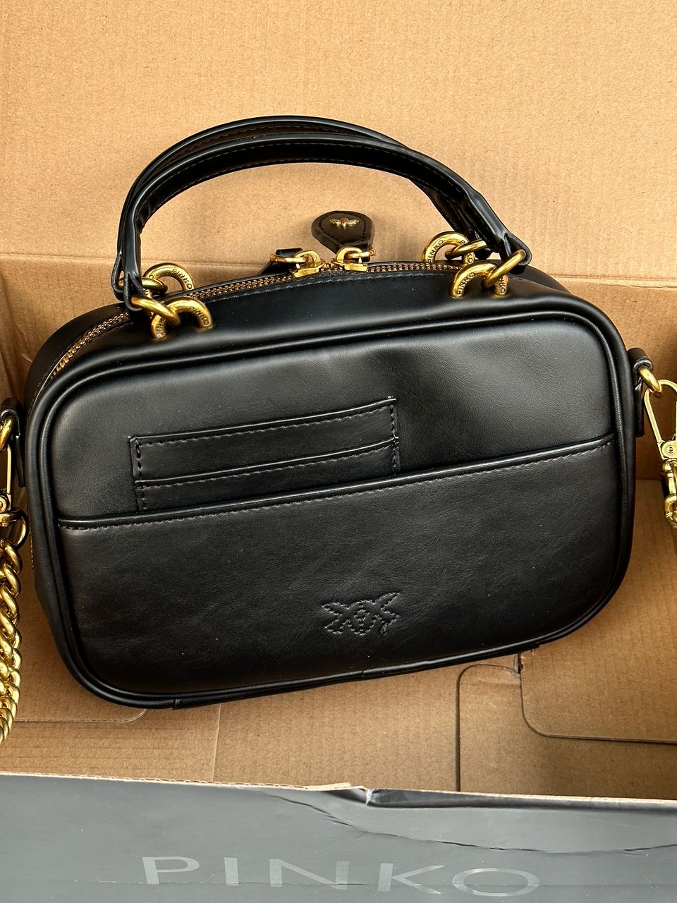 Pinko Square Simply Mini Calfskin Bag Black - 12