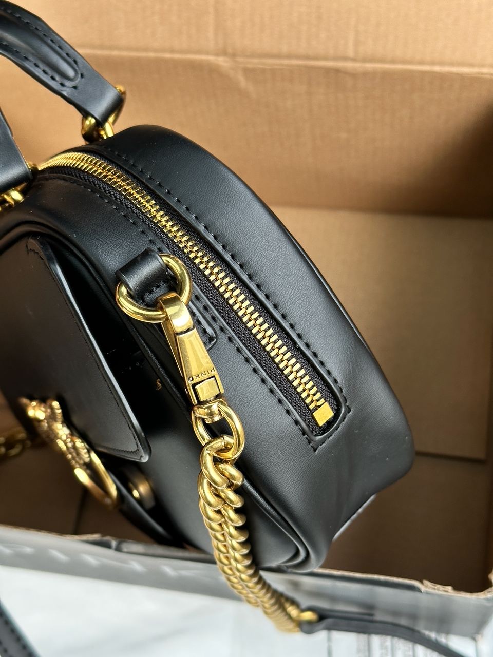 Pinko Square Simply Mini Calfskin Bag Black - 20