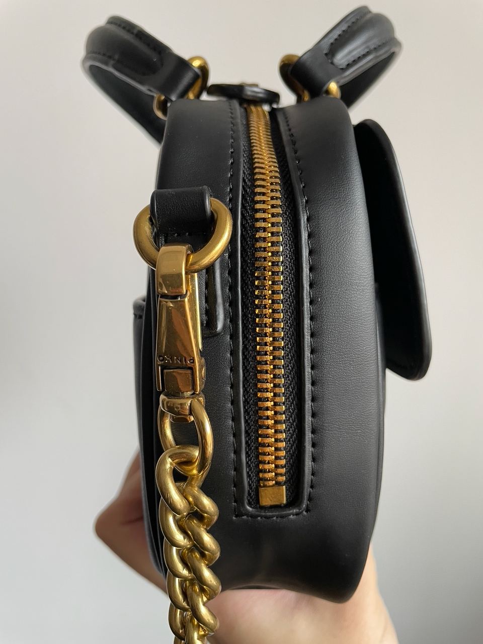 Pinko Square Simply Mini Calfskin Bag Black - 24