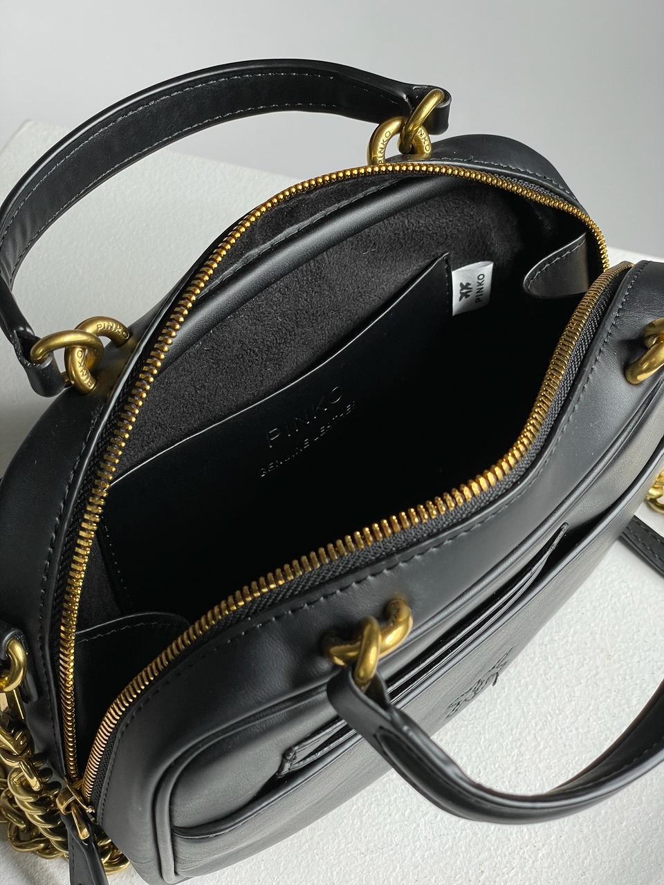 Pinko Square Simply Mini Calfskin Bag Black - 25