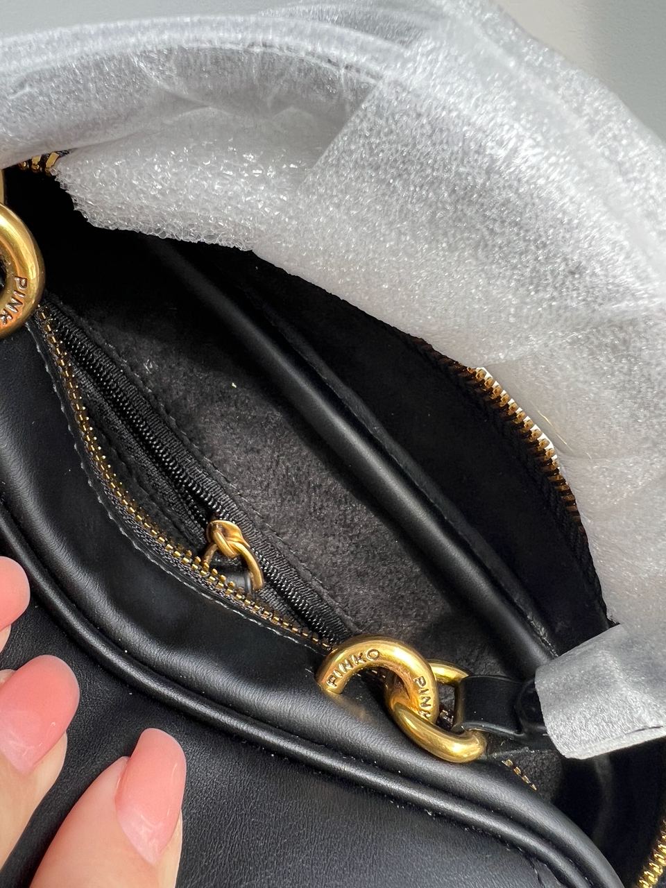 Pinko Square Simply Mini Calfskin Bag Black - 26