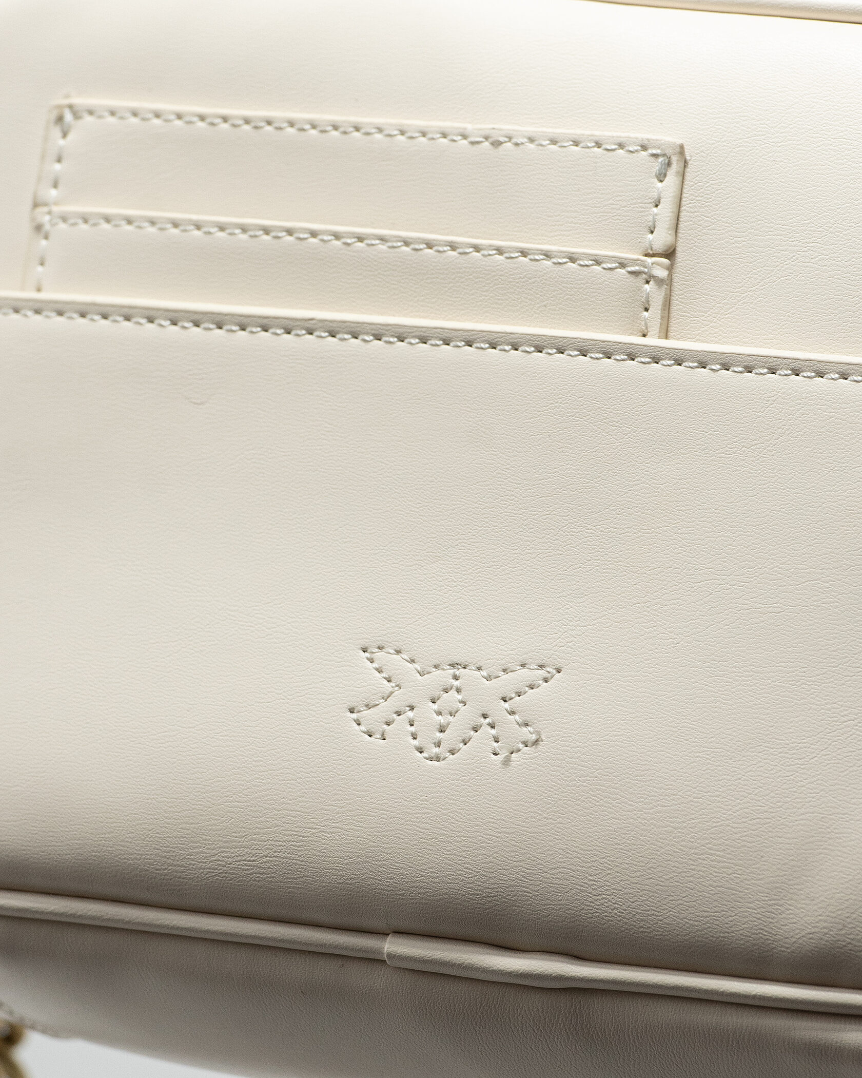 Pinko Square Simply Mini Calfskin Bag Cream - 8