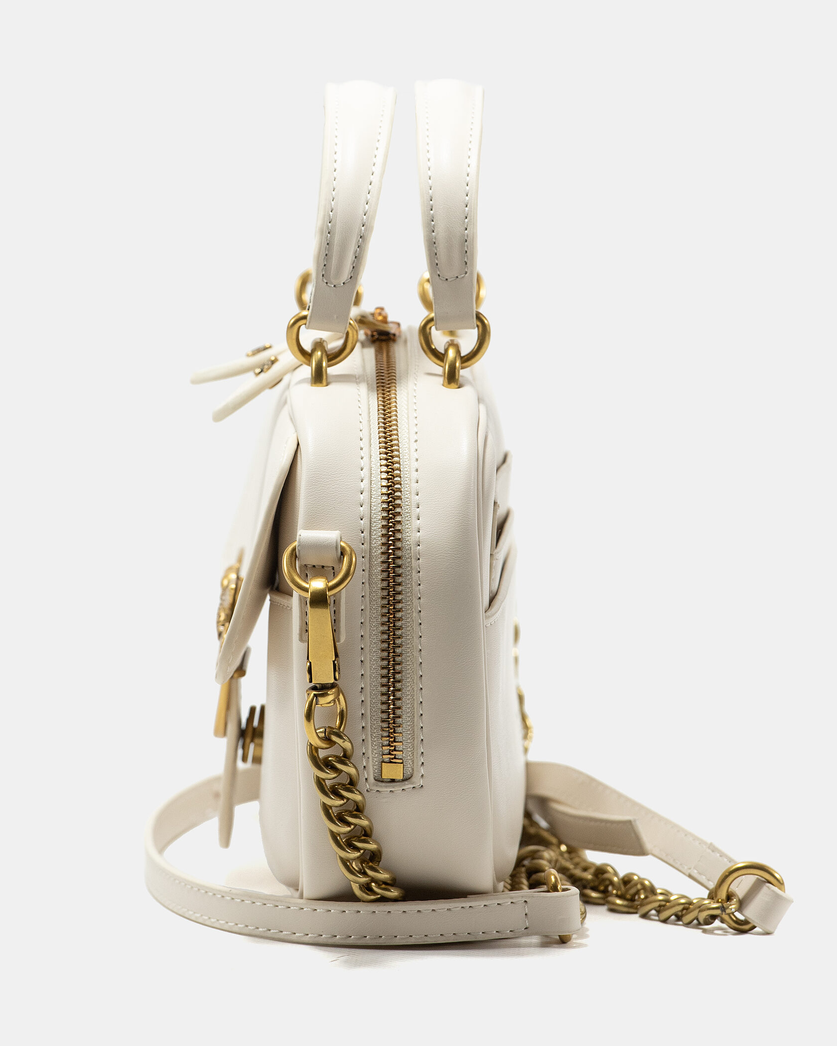 Pinko Square Simply Mini Calfskin Bag Cream - 9