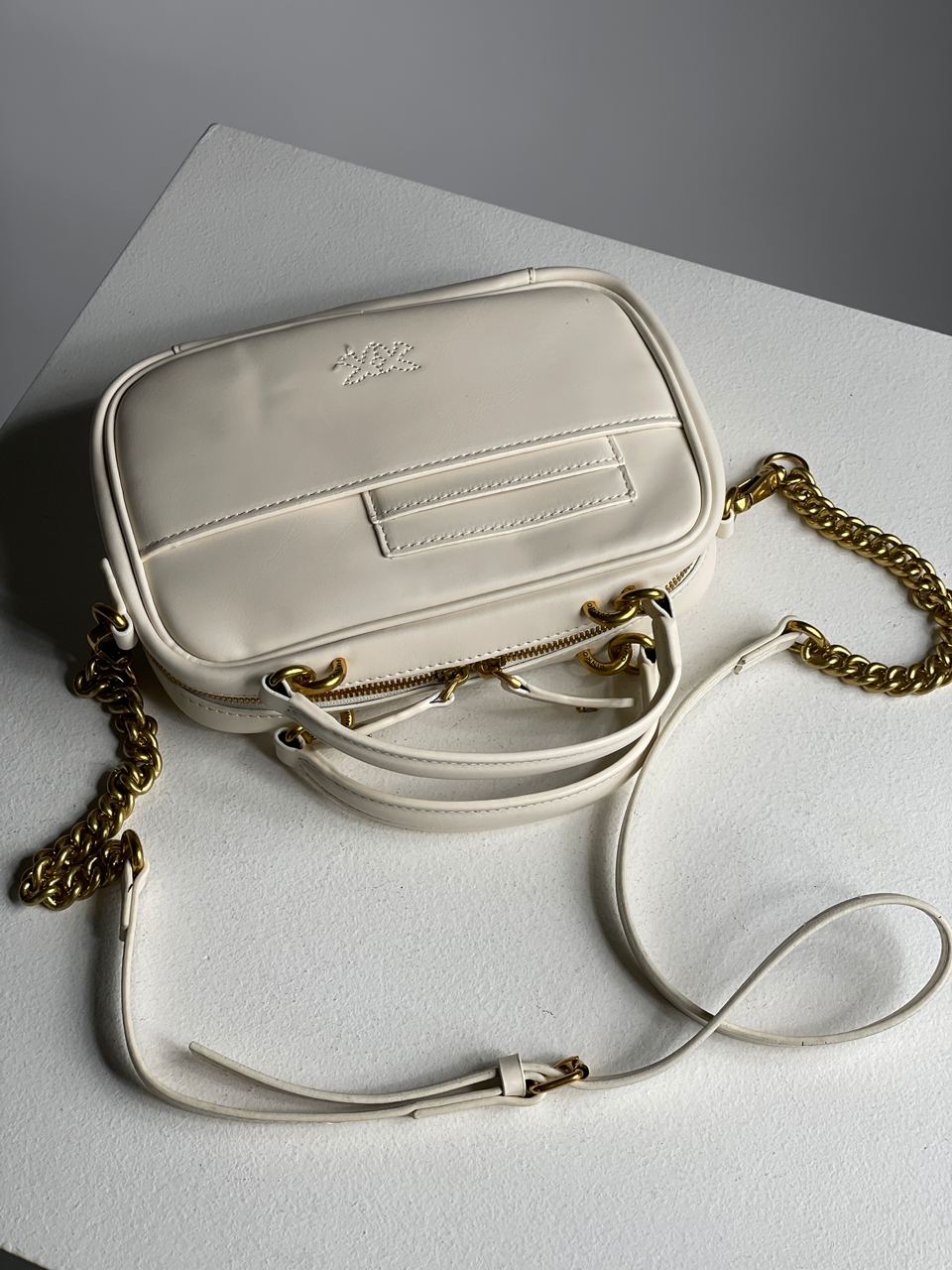 Pinko Square Simply Mini Calfskin Bag Cream - 14