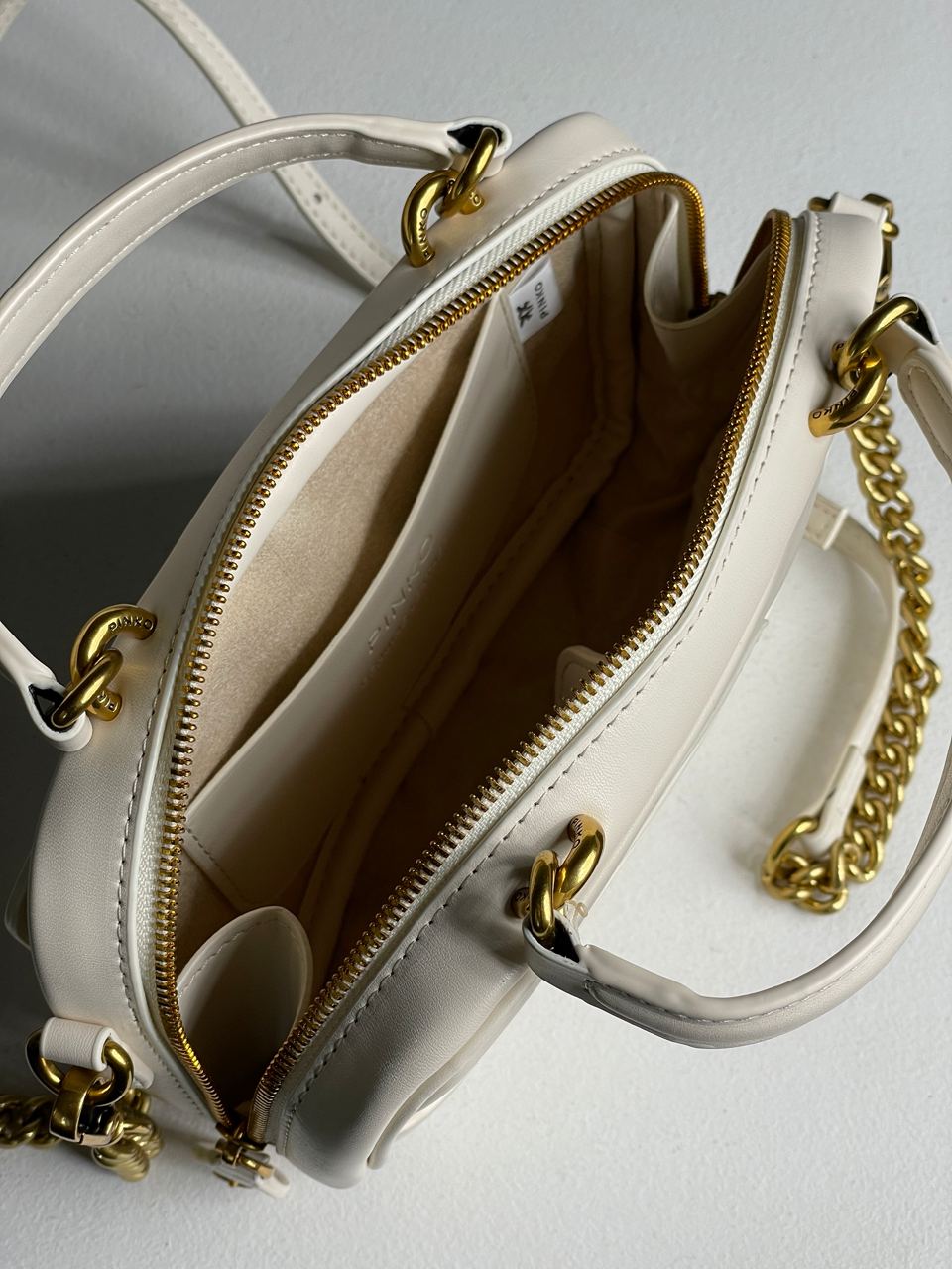 Pinko Square Simply Mini Calfskin Bag Cream - 25