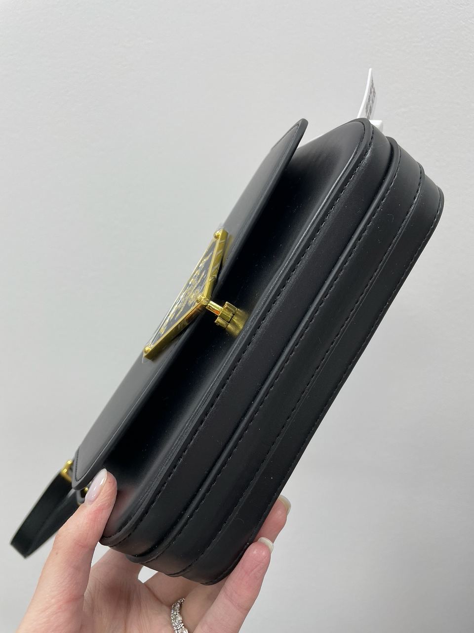 Prada Leather Shoulder Bag Black/Gold - 11