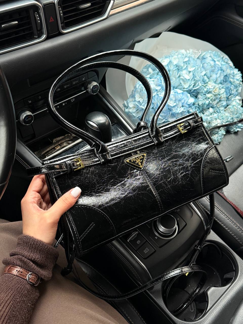 Prada Medium Leather Handbag Black - 4