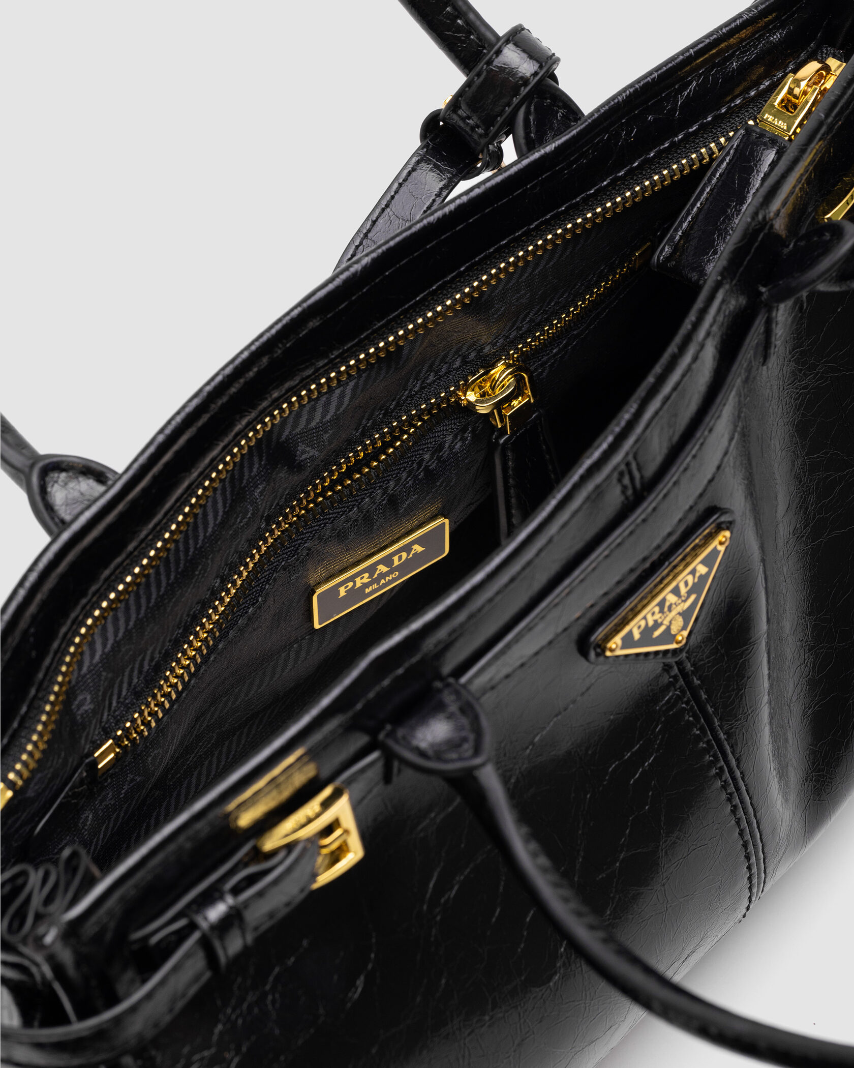 Prada Medium Leather Handbag Black - 12