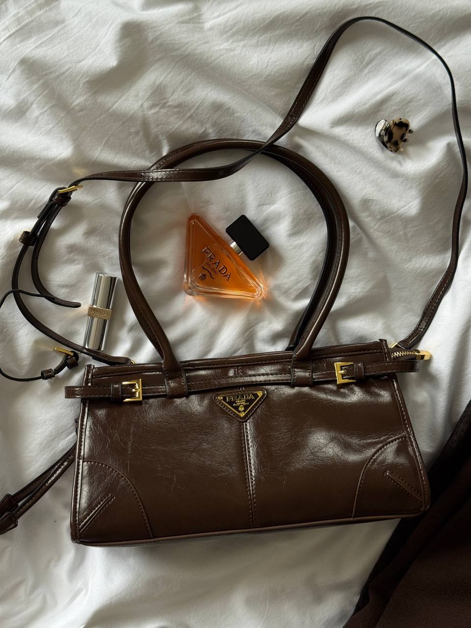 Prada Medium Leather Handbag Chocolate - 2