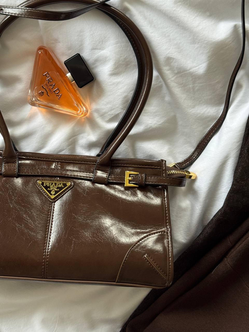 Prada Medium Leather Handbag Chocolate - 4