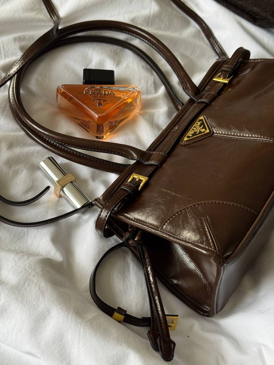 Prada Medium Leather Handbag Chocolate - 5