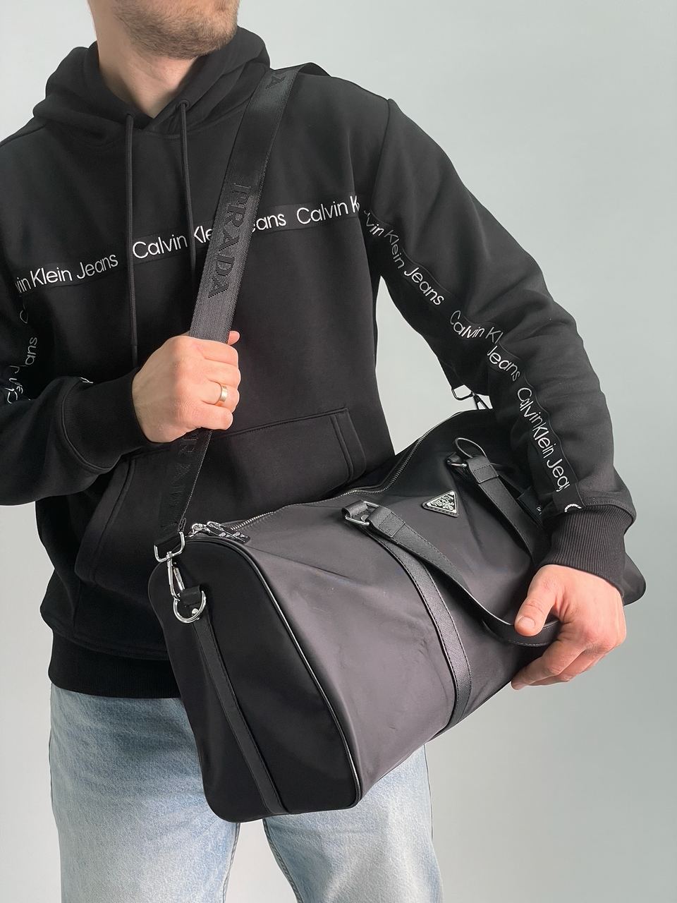 Prada Re-Nylon and Brushed Leather Duffel Bag - 6