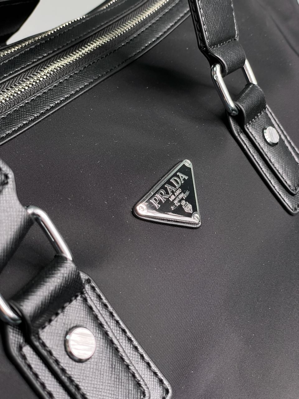 Prada Re-Nylon and Saffiano Leather Duffle Bag - 8