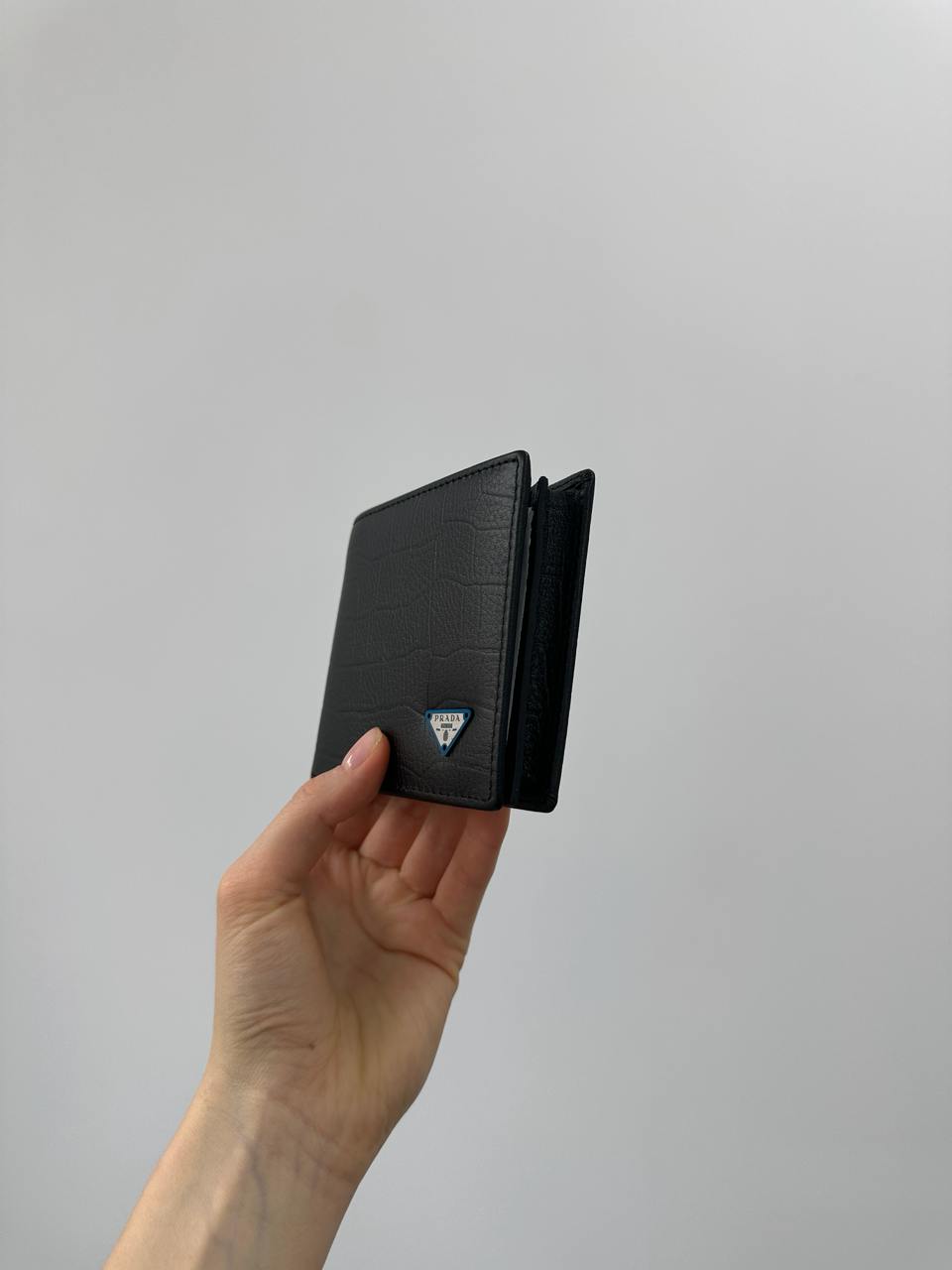 Prada Saffiano Leather Wallet Crocodile Embossed in Black - 6