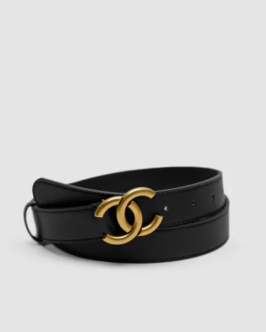 Chanel Leather Belt Black/Gold