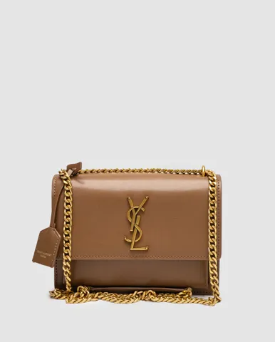 Saint Laurent Medium Sunset in Smooth Leather Brown/Gold