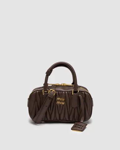 Miu Miu Arcadie Matelassé Nappa Leather Bag Chocolate