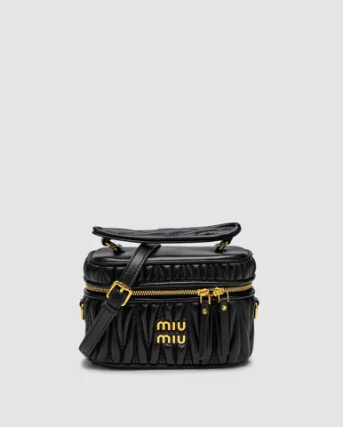 Miu Miu Matelassé Nappa Leather Vanity Bag Black