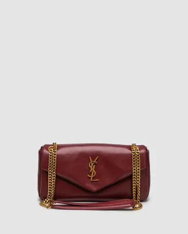 Saint Laurent Calypso In Plunged Lambskin Burgundy