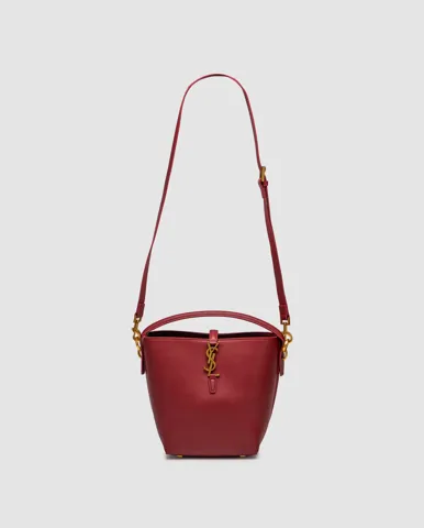 Saint Laurent Medium Le 37 Shiny Leather Bucket Bag Burgundy