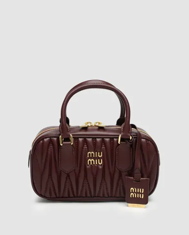 Miu Miu Arcadie Matelassé Nappa Leather Bag Burgundy
