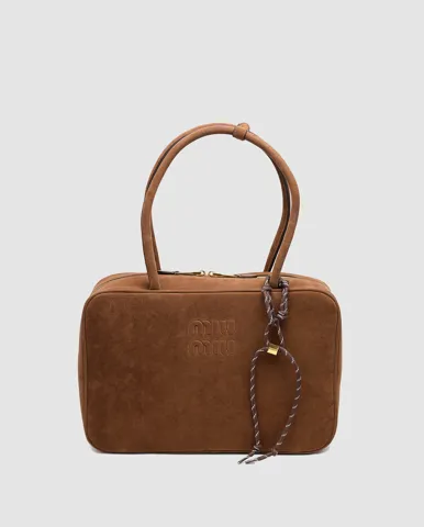 Miu Miu Chocolate Suede Beau Top-Handle Bag