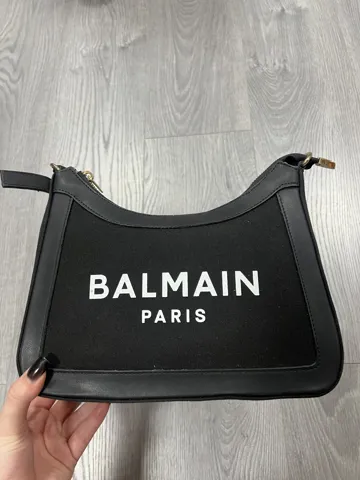 Balmain B-Army Canvas Leather Shoulder Bag Total Black