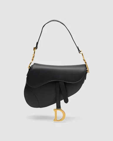 Christian Dior Saddle Bag With Strap Black