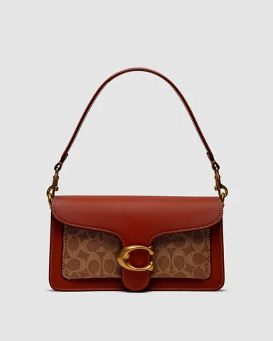 Coach Tabby Red/Beige Shoulder Bag In Signature Canvas