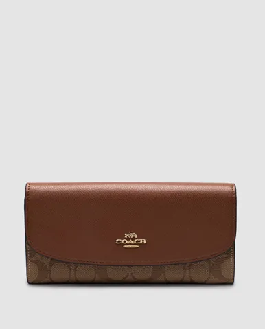Coach Signature PVC Slim Envelope Wallet Brown