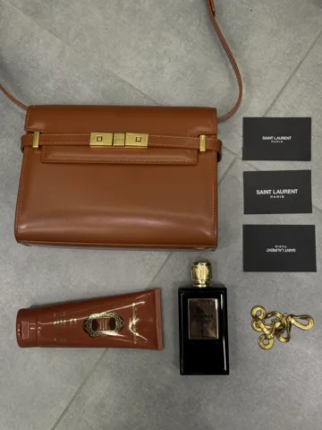 Saint Laurent Manhattan Leather Shoulder Bag Brown