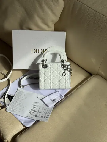 Dior Mini Lady Dior Bag White/Silver