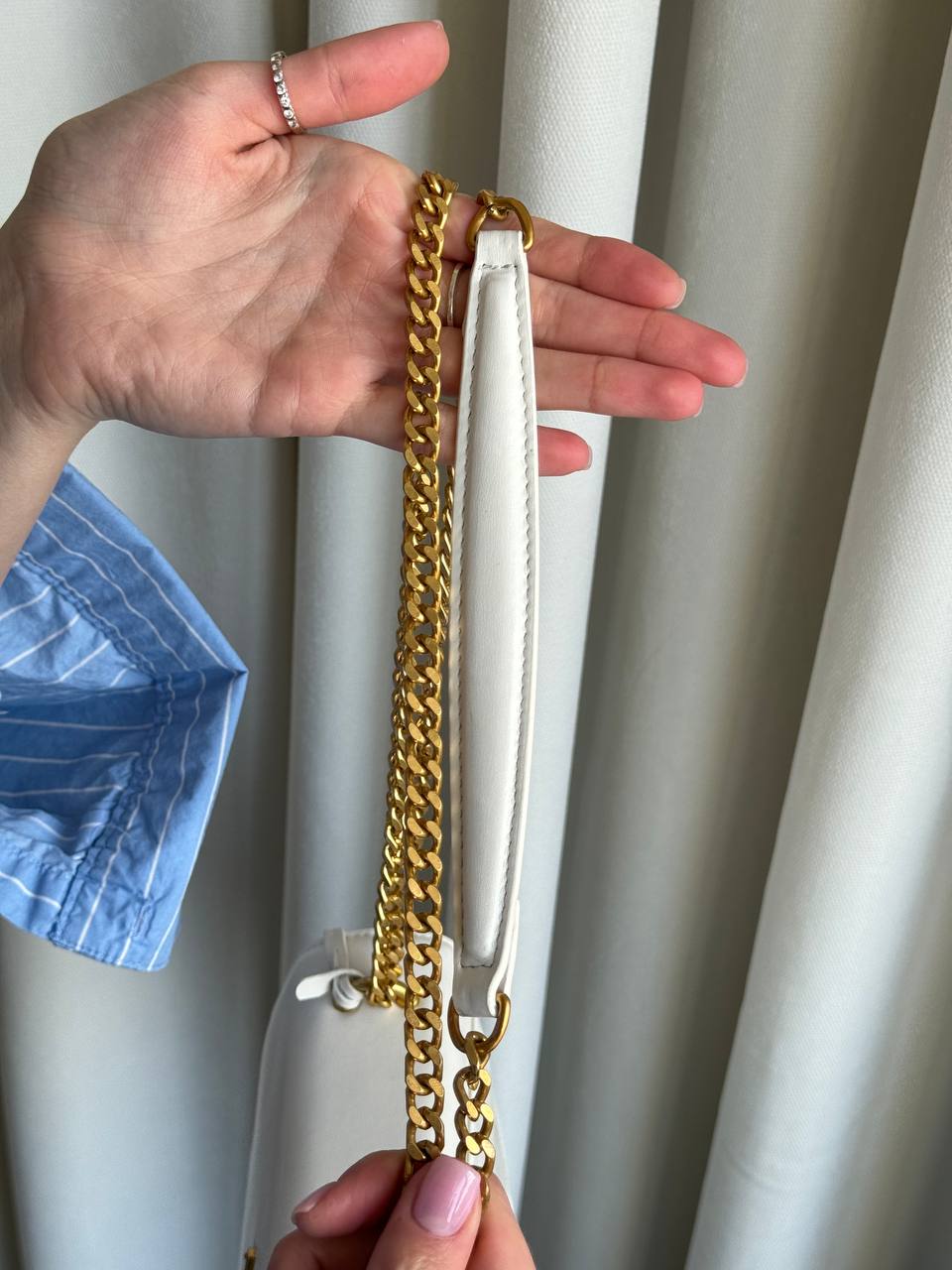 Saint Laurent Baby Sunset Chain Bag In White - 6