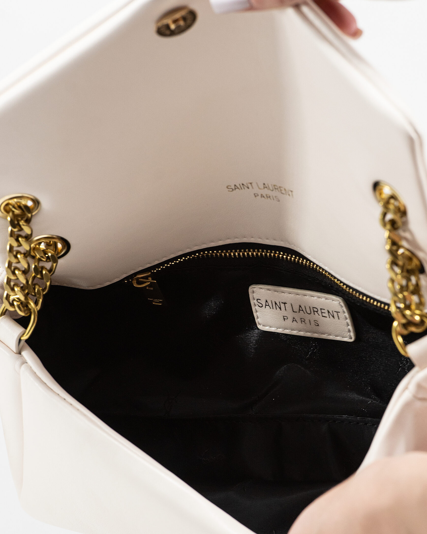 Saint Laurent Calypso In Plunged Lambskin White - 14