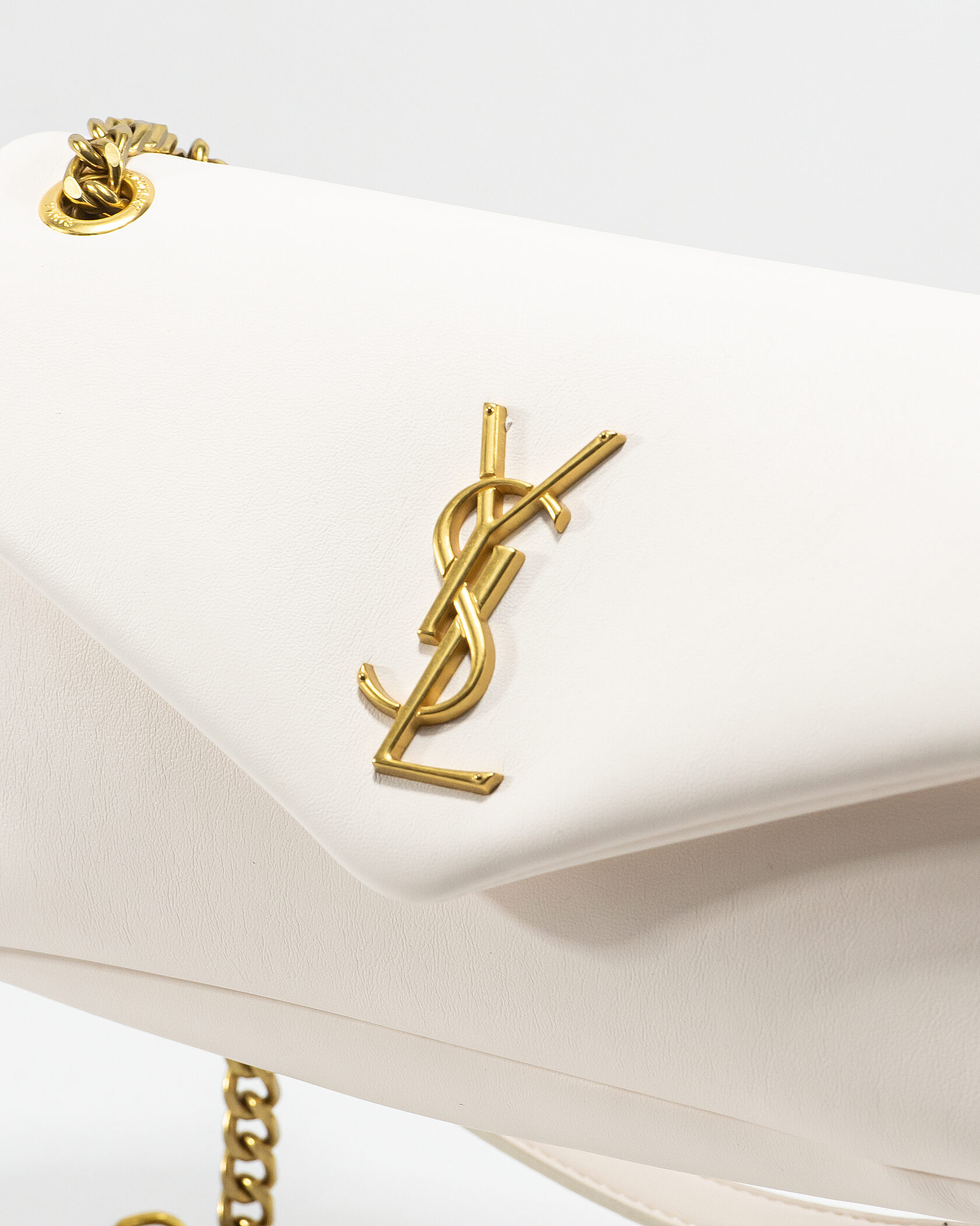 Saint Laurent Calypso In Plunged Lambskin White - 7