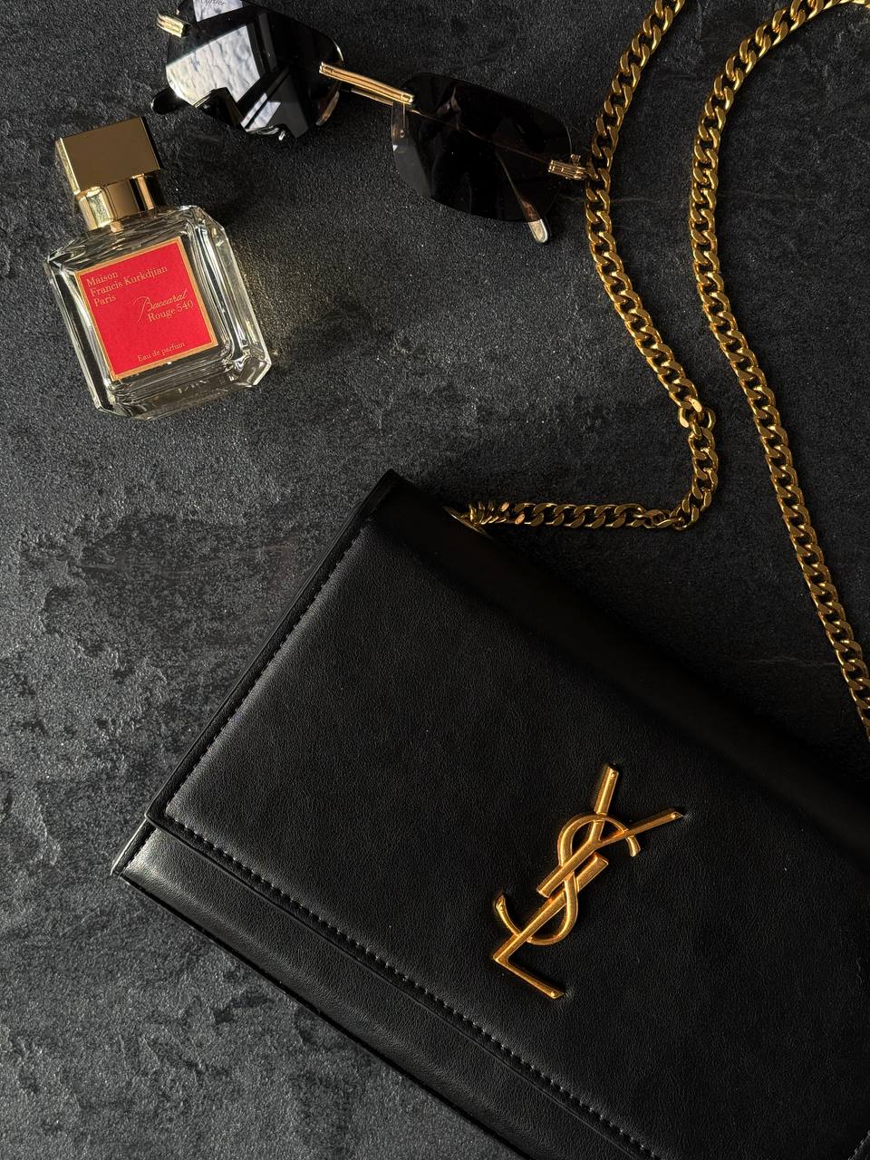 Saint Laurent Cassandra Small Shoulder Bag in Black Leather with Gold Hardware - 10