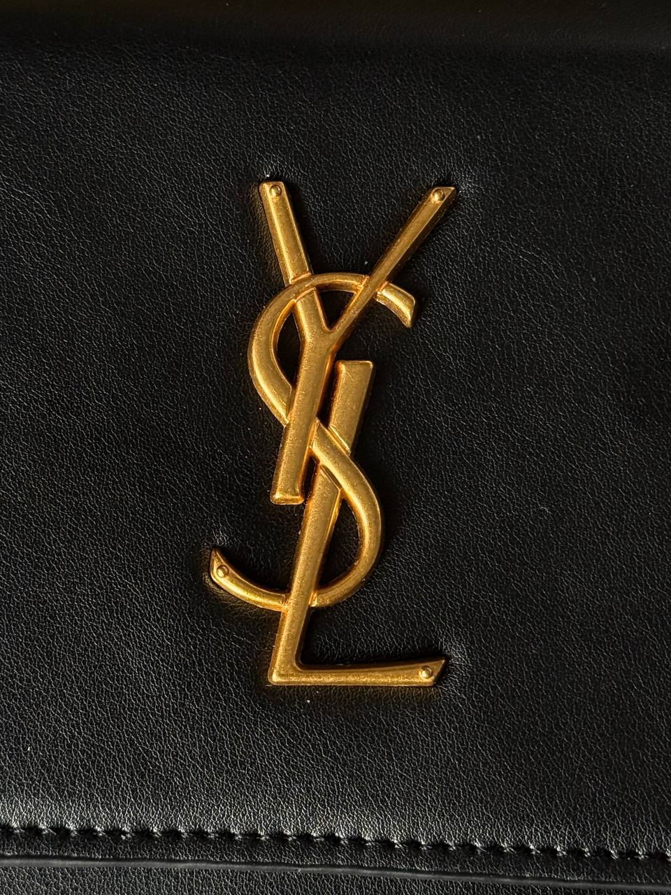 Saint Laurent Cassandra Small Shoulder Bag in Black Leather with Gold Hardware - 12