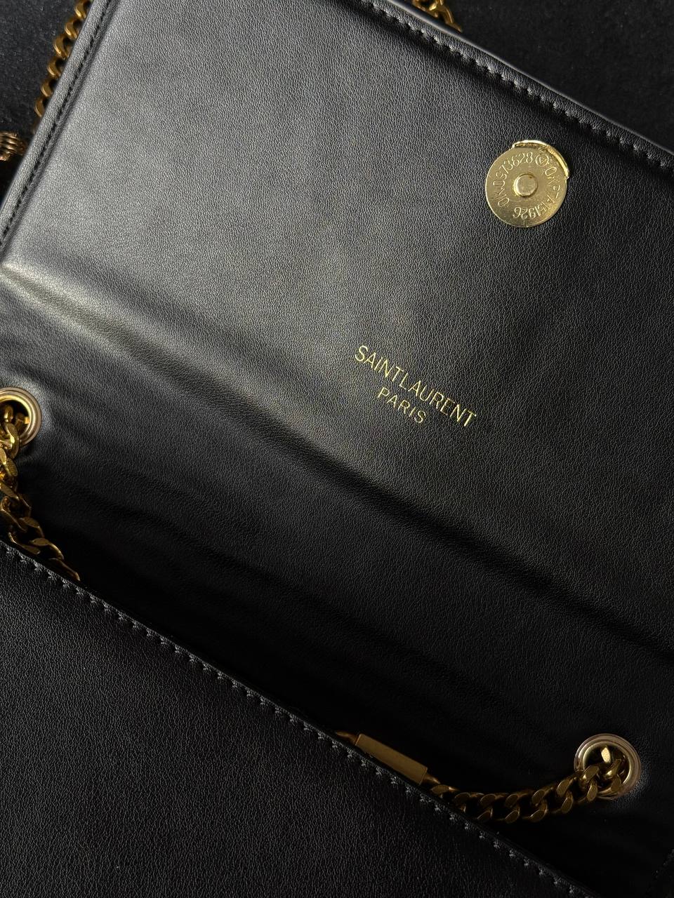 Saint Laurent Cassandra Small Shoulder Bag in Black Leather with Gold Hardware - 14