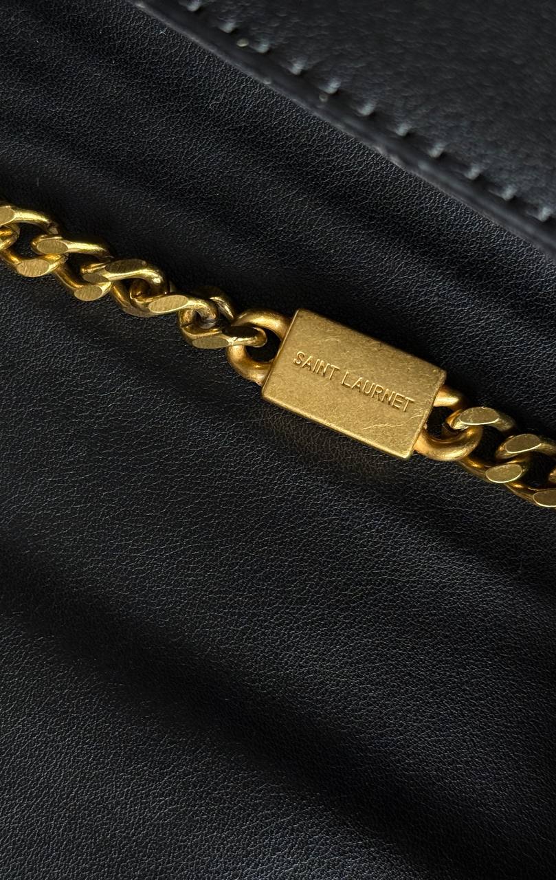 Saint Laurent Cassandra Small Shoulder Bag in Black Leather with Gold Hardware - 16