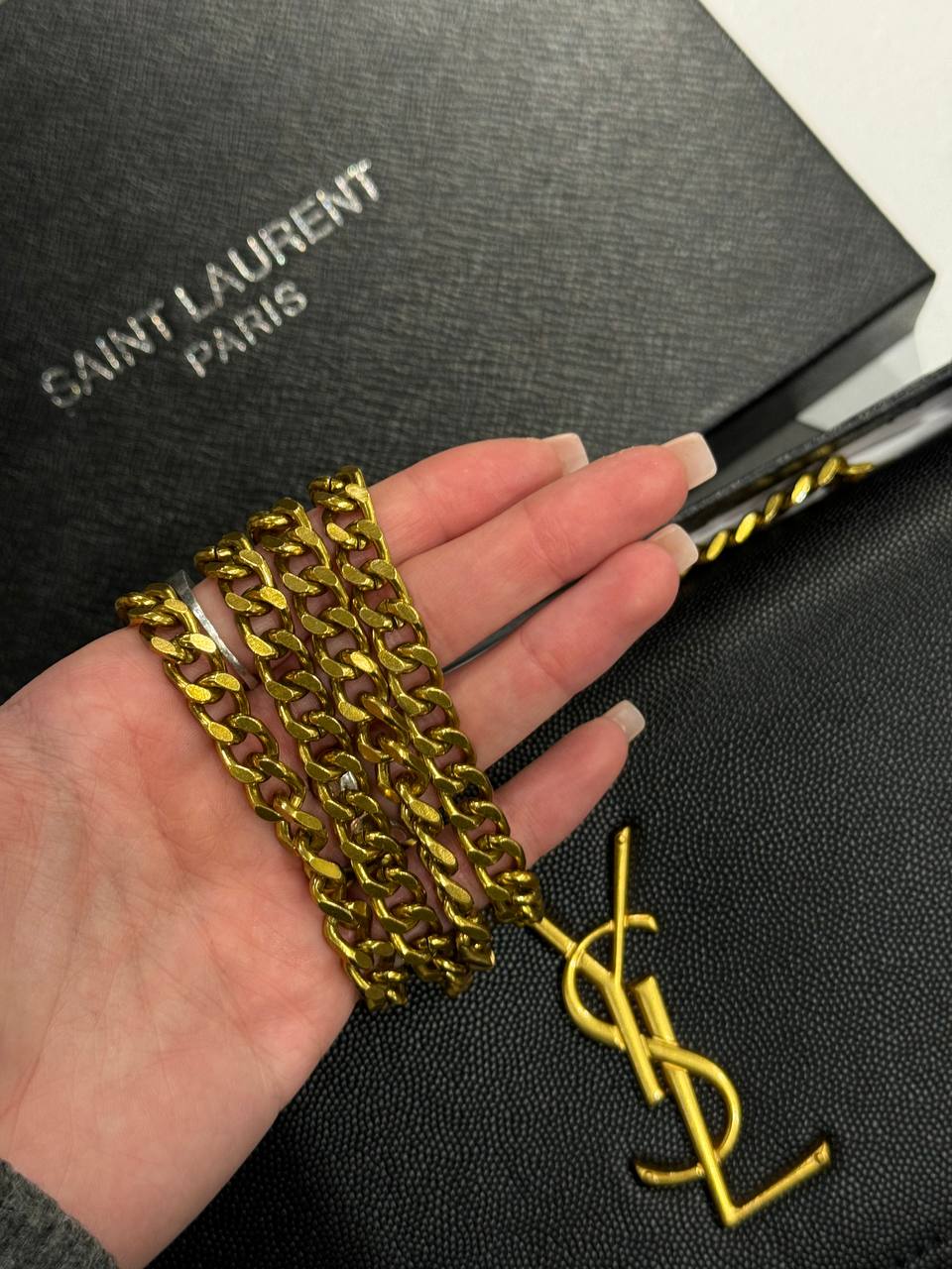 Saint Laurent Cassandra Small Shoulder Bag in Black Leather with Gold Hardware - 21