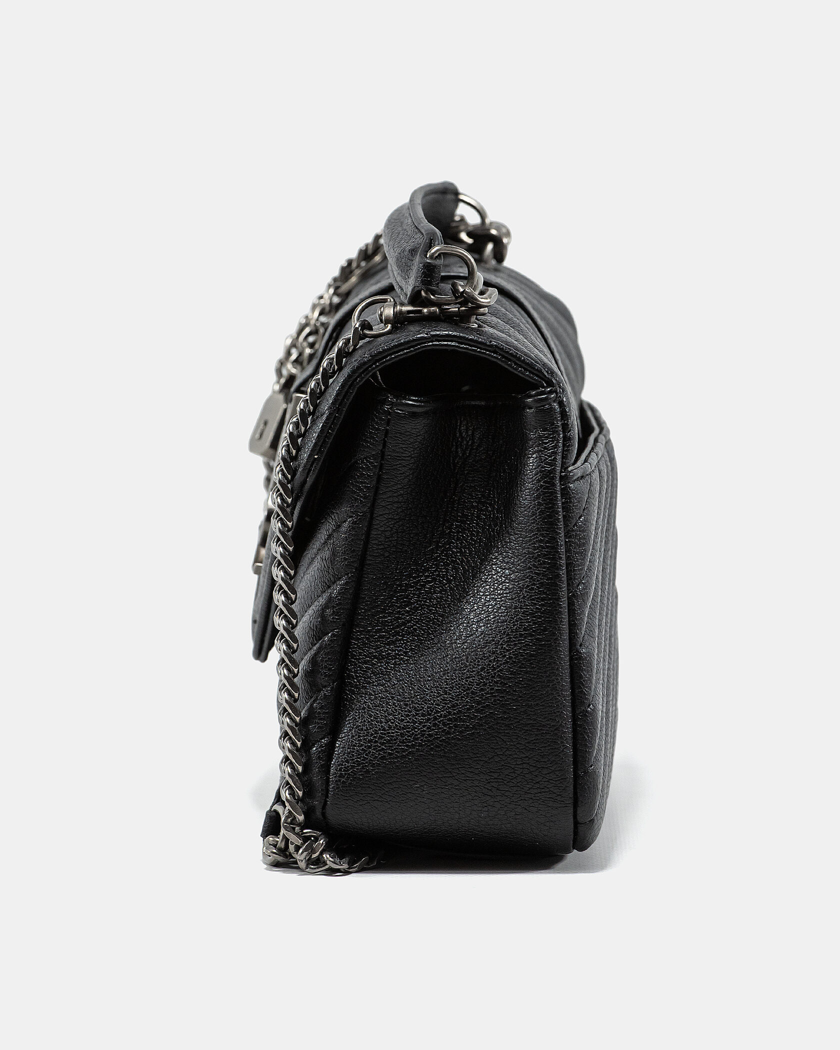Saint Laurent College Medium in Quilted Leather Black/Silver - 7
