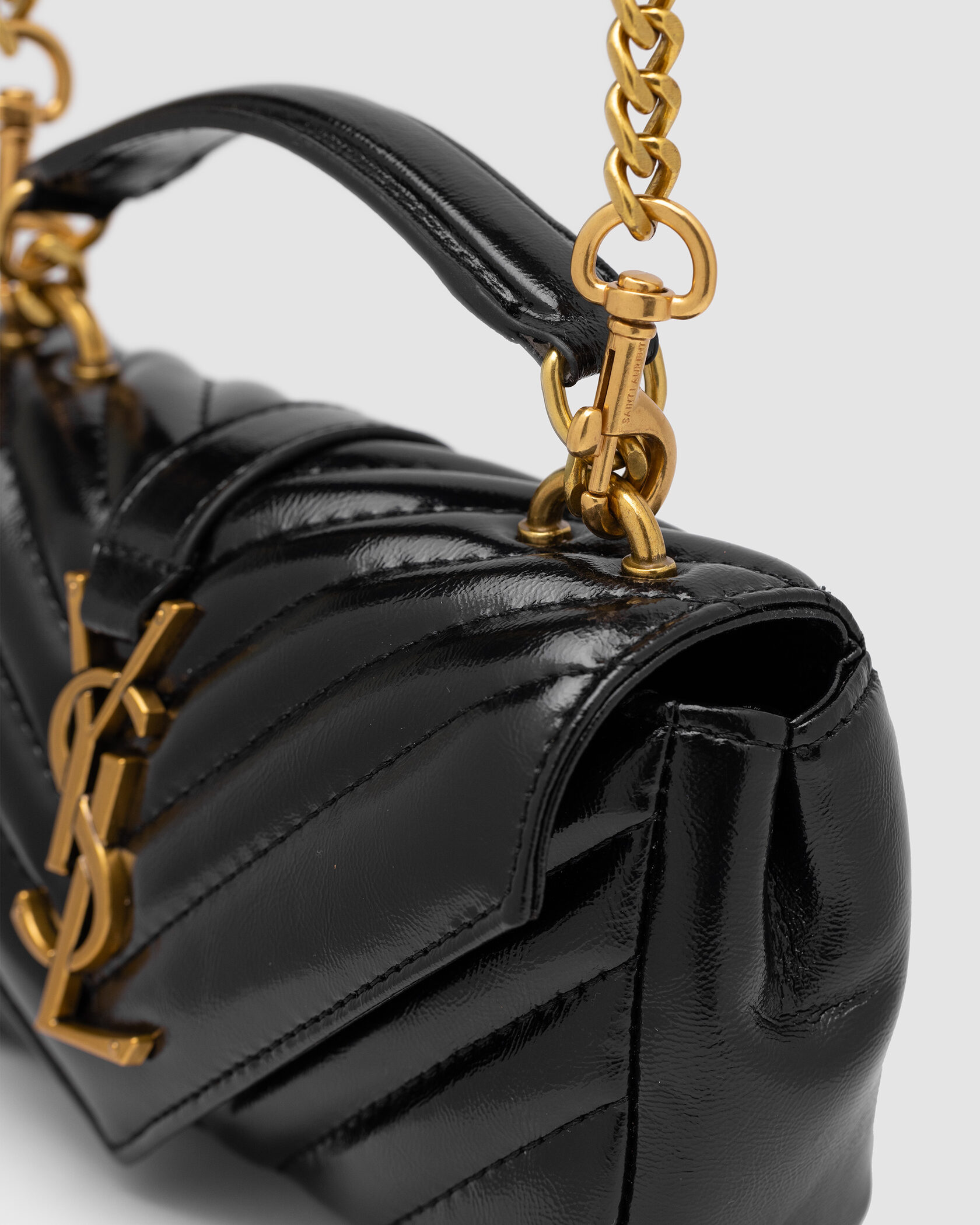 Saint Laurent College Mini Quilted Crossbody Bag Black - 4