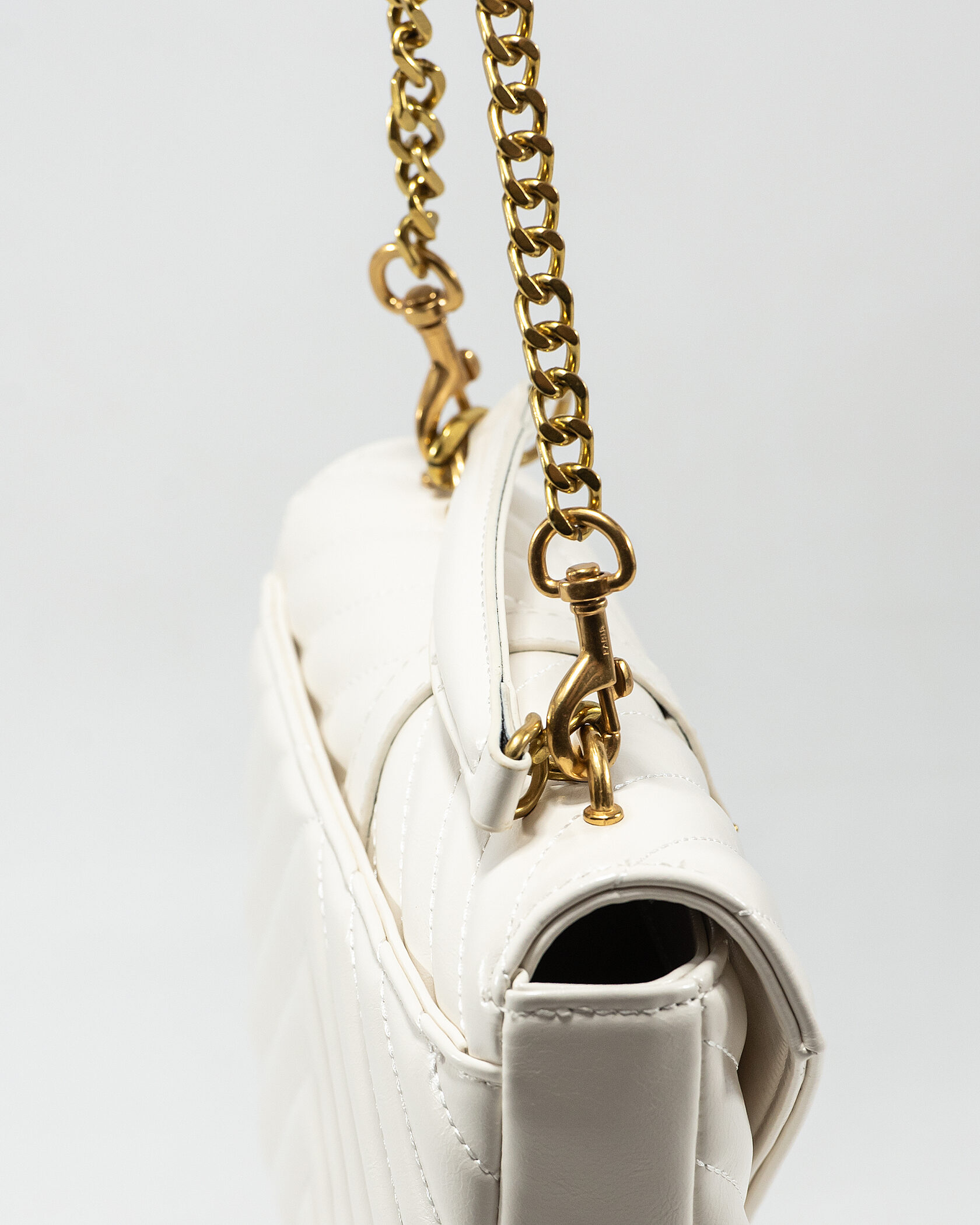 Saint Laurent College Small Top Handle Bag in White Matelassé Leather - 9