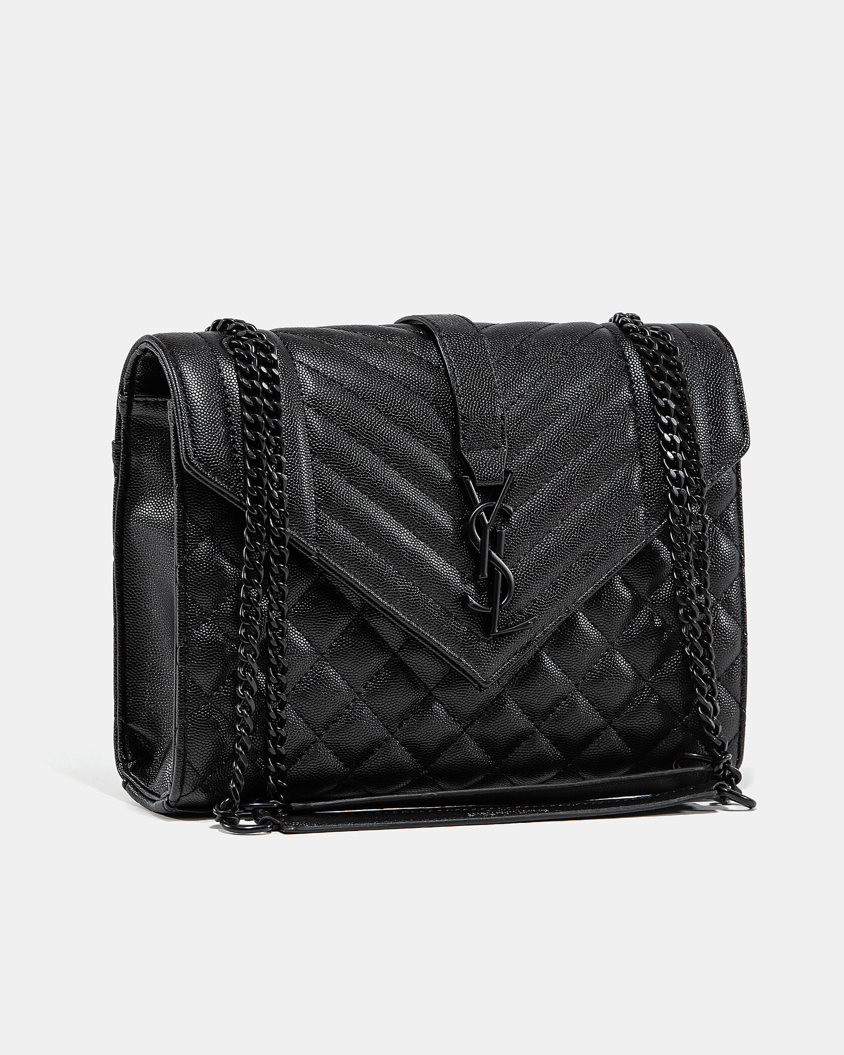 Saint Laurent Envelope Medium In Quilted Leather Black - 5
