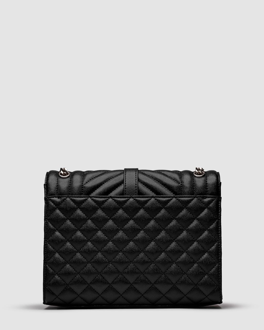Saint Laurent Envelope Medium In Quilted Leather Silver - 15